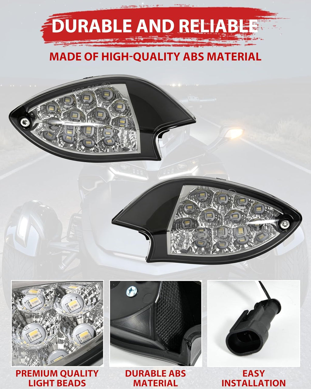 SAUTVS LED Side Mirror Lights for Spder F3, LED Side Mirror Accent Auxiliary Lights Kit with Yellow Turn Signals for Can-Am Spyder F3 F3-S 2013-2026 Accessories (2PCS)