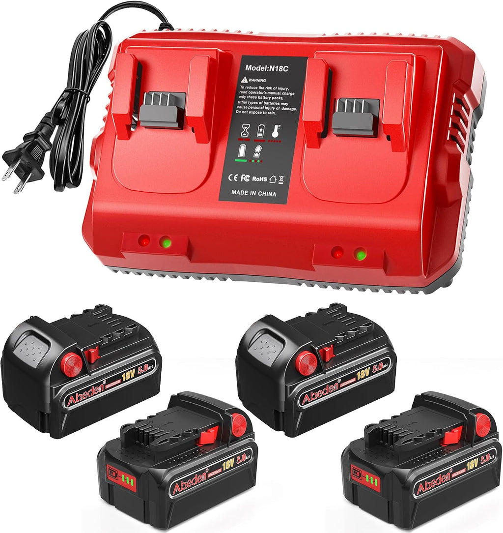 abeden 18v battery 4 pack 5.0ah replacement for, main product view