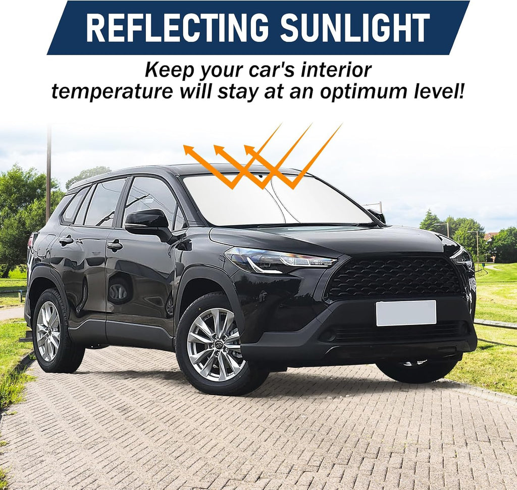 Windshield Sun Shade for Toyota Corolla Cross 2022-2026(Not for Corolla), Foldable UV Block Front Window Sunshade, Custom Fit Car Accessories