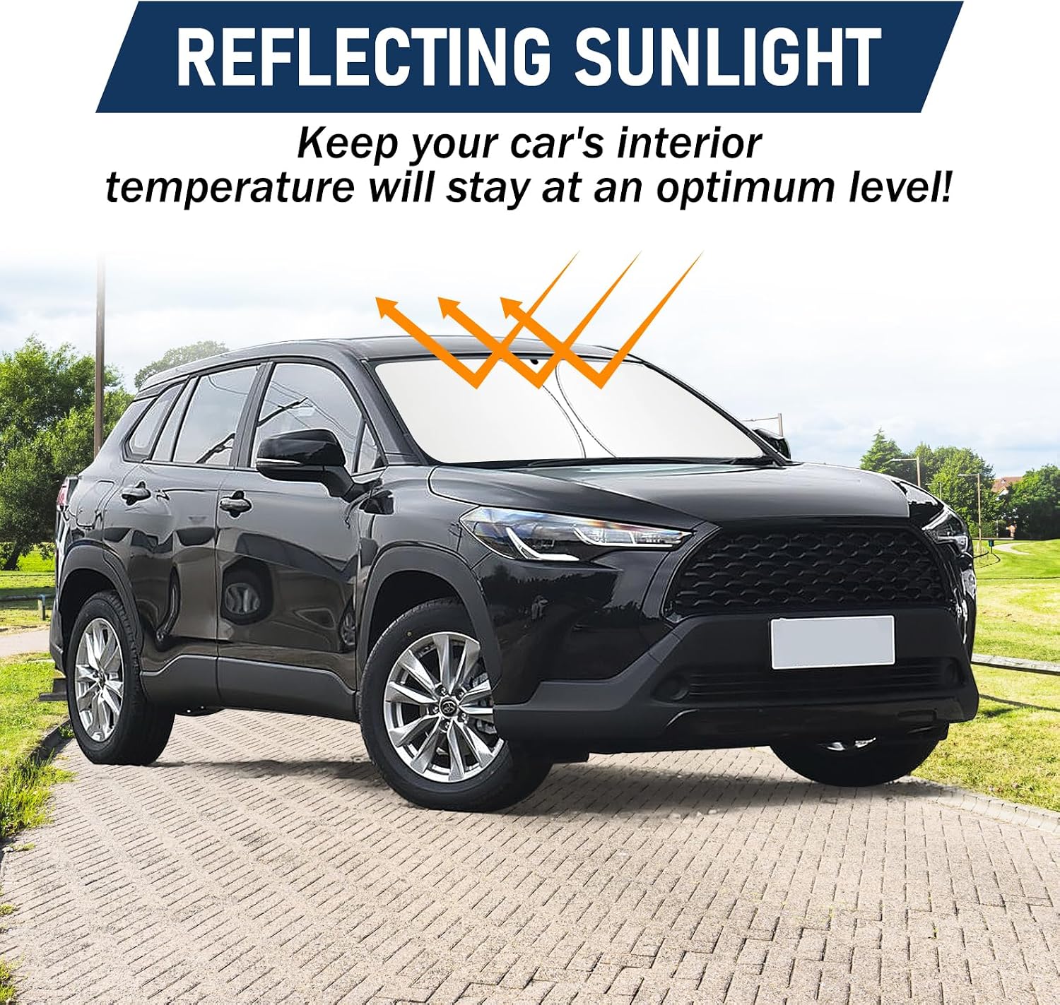 Windshield Sun Shade for Toyota Corolla Cross 2022-2026(Not for Corolla), Foldable UV Block Front Window Sunshade, Custom Fit Car Accessories