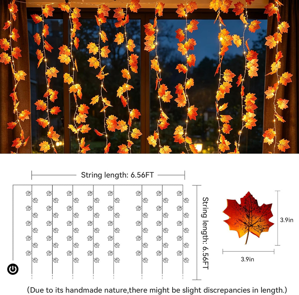 suddus Curtain Lights, Fall Garland with Lights for Office, Porch, Halloween,...