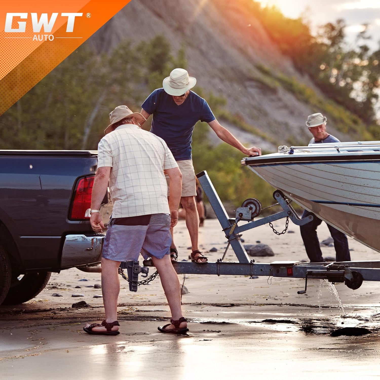 GWTAUTO Adjustable Trailer Hitch with Hook, Tri-Ball (1-7/8" x 2" x 2-5/16") Drop Hitch, Fits 2-Inch Receiver, 6 Inch Drop Hitch, 17000 LBS GTW Tow Hitch for Heavy Duty Truck, Solid Ball Mount