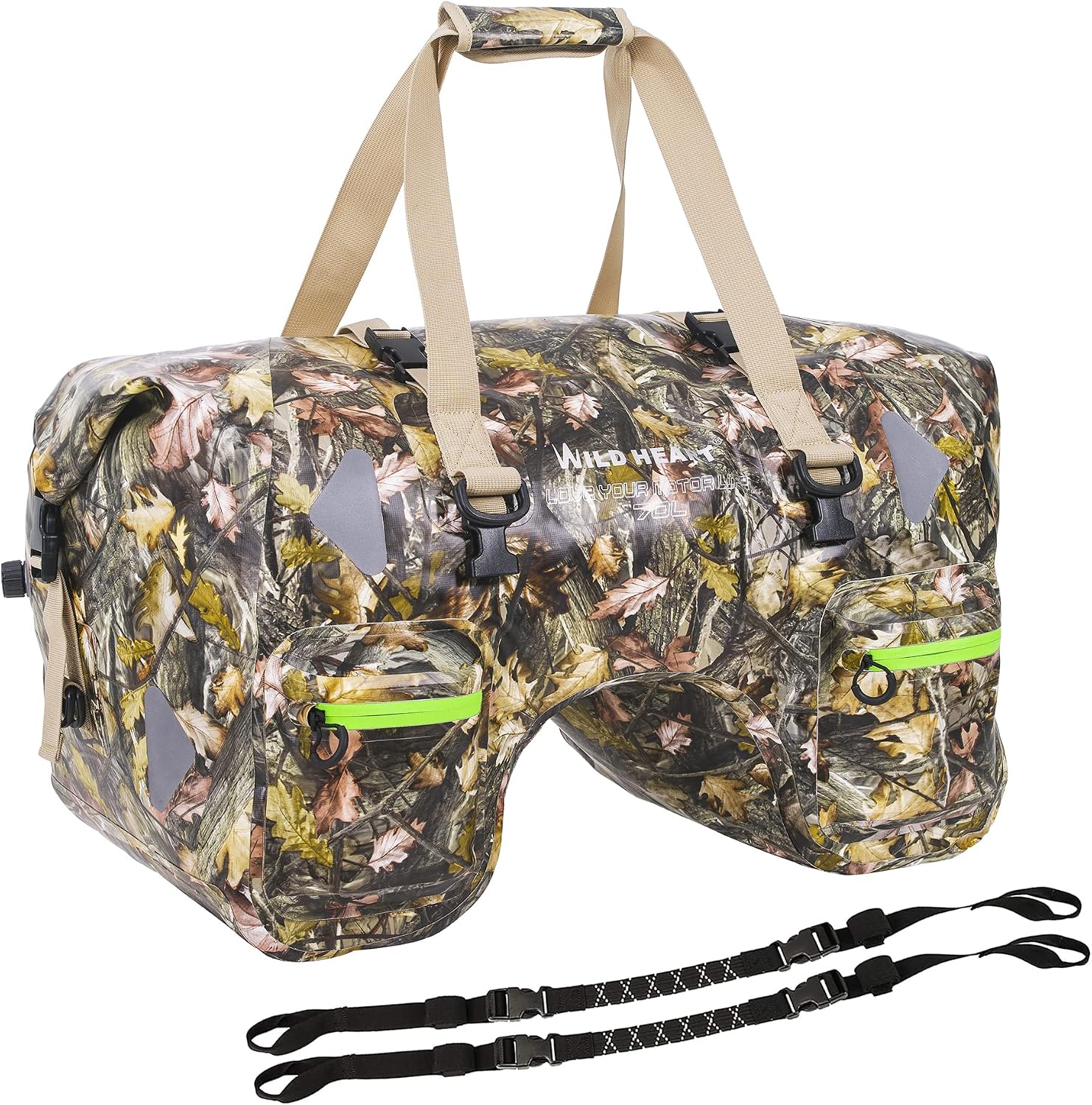 WILD HEART Dry Motorcycle Tail bag 70L/50L With Rope Straps and Inner Pocket Waterproof PVC 500D for Travel,Motorcycle and so on