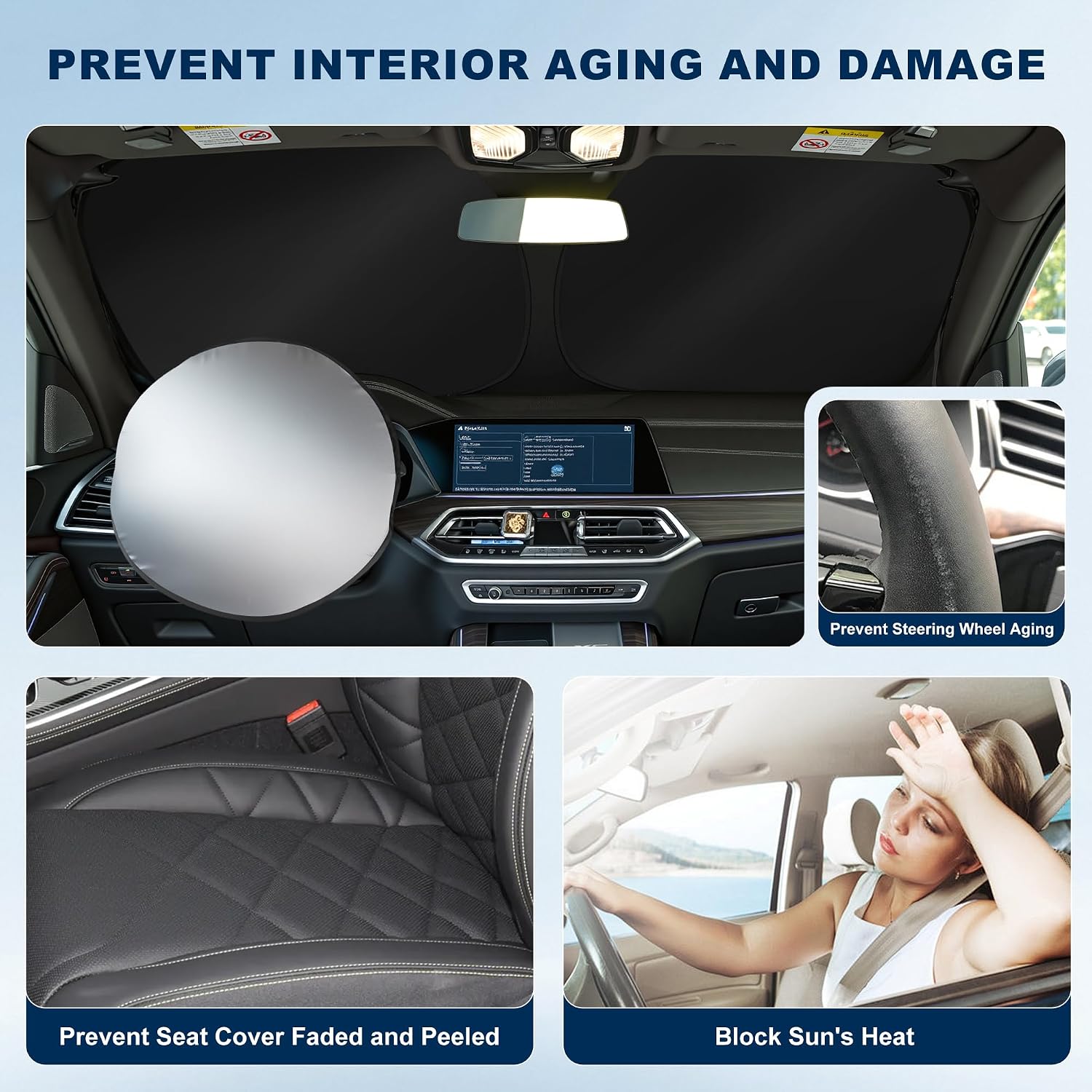 Windshield Sun Shade Custom Fit Ford F150 2021-2026(Lariat, King Ranch, Platinum, XL XLT Limited Raptor) Foldable Sunshade Windshield Cover Window Shade Sun Protector Sun Visor Accessories