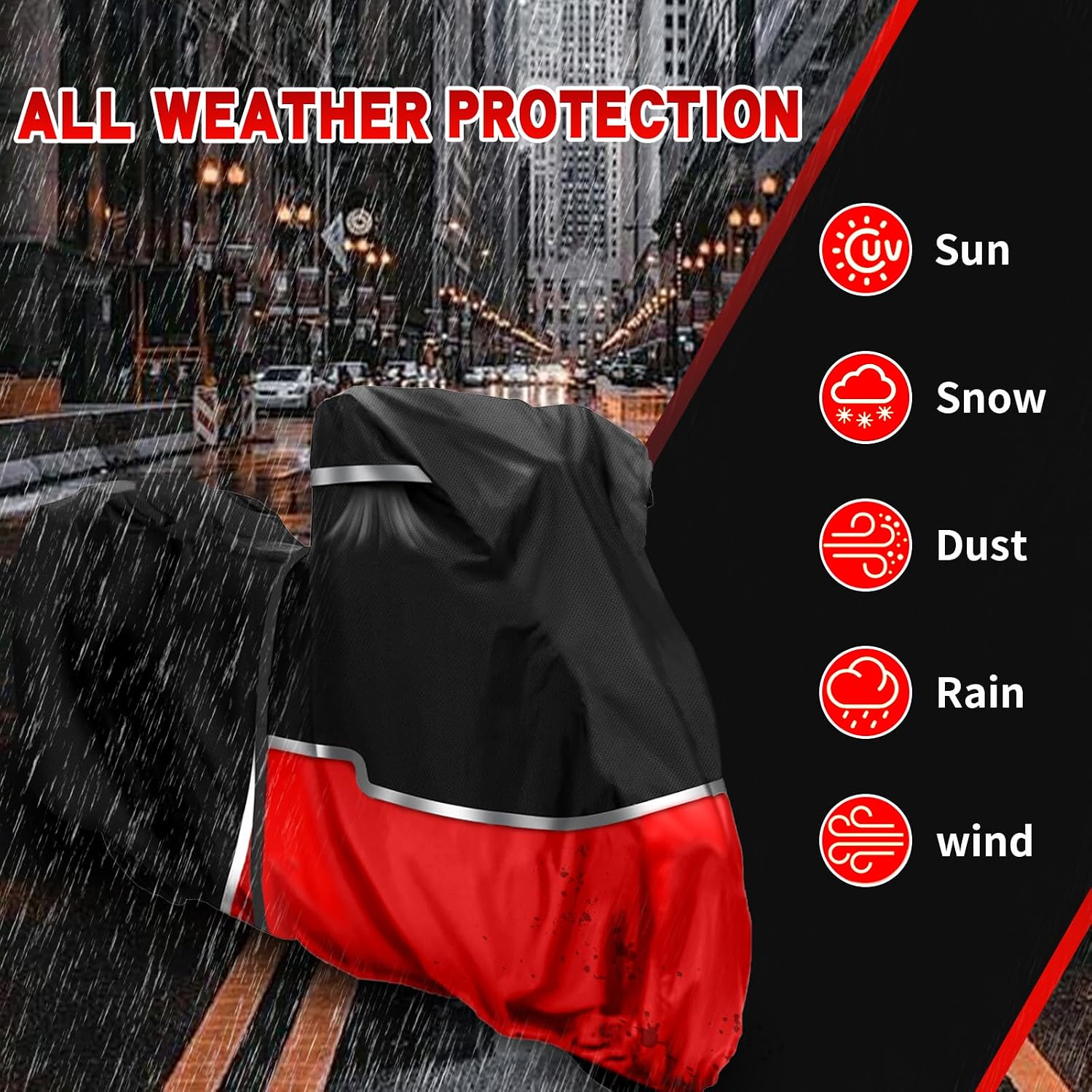 Motorcycle Cover for Yamaha R1 R3 R6 R7 R9 Supersport | Heavy Duty Waterproof Motorcycle Cover for All-Weather Outdoor Storage, 420D Oxford Fabric Rain Snow UV Dust Protection
