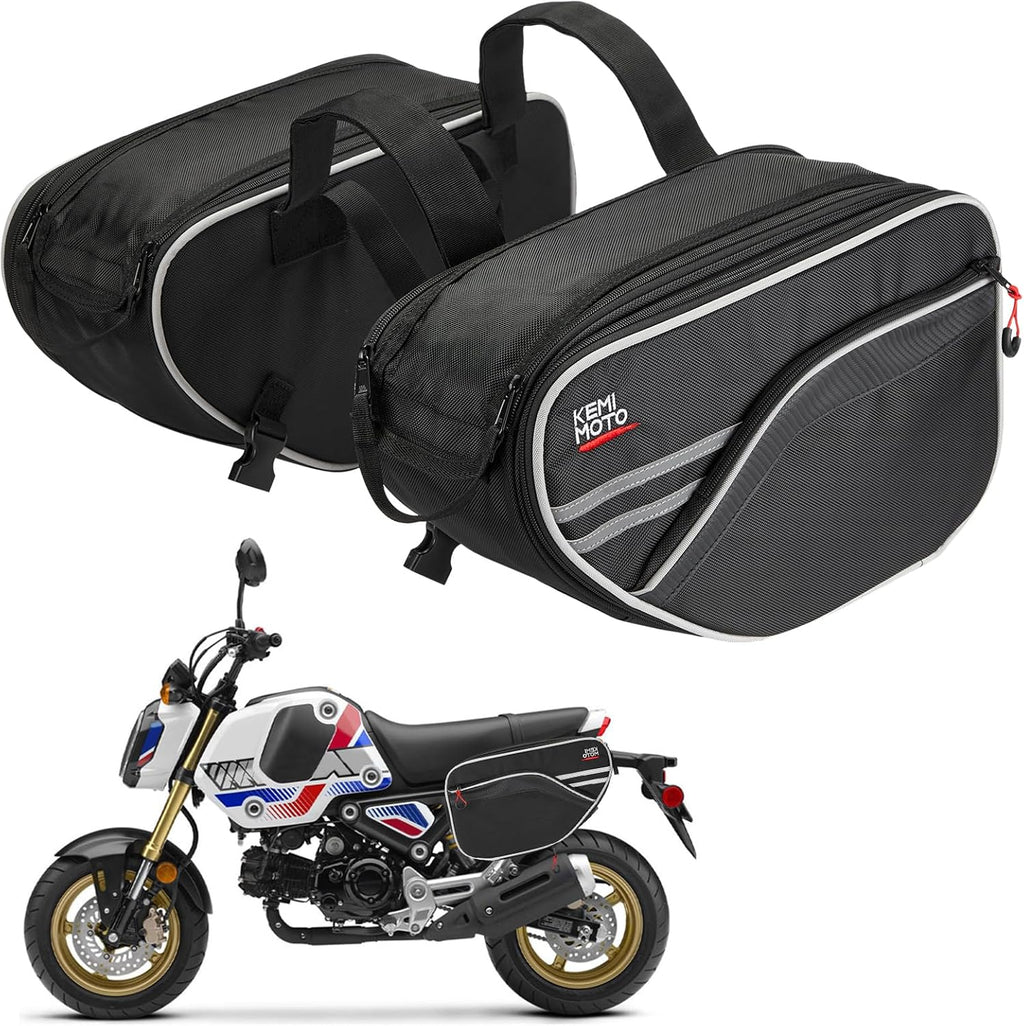 KEMIMOTO Expandable Motorcycle Saddlebags Bag 24-30L (15L*2) Fit for Mini Motorcycle Scooter Sport Bike Dual Sport ADV160 Ruckus Grom Navi Z125 Ninja 400/500 GSX-R600 YZF-R6 Side Bags