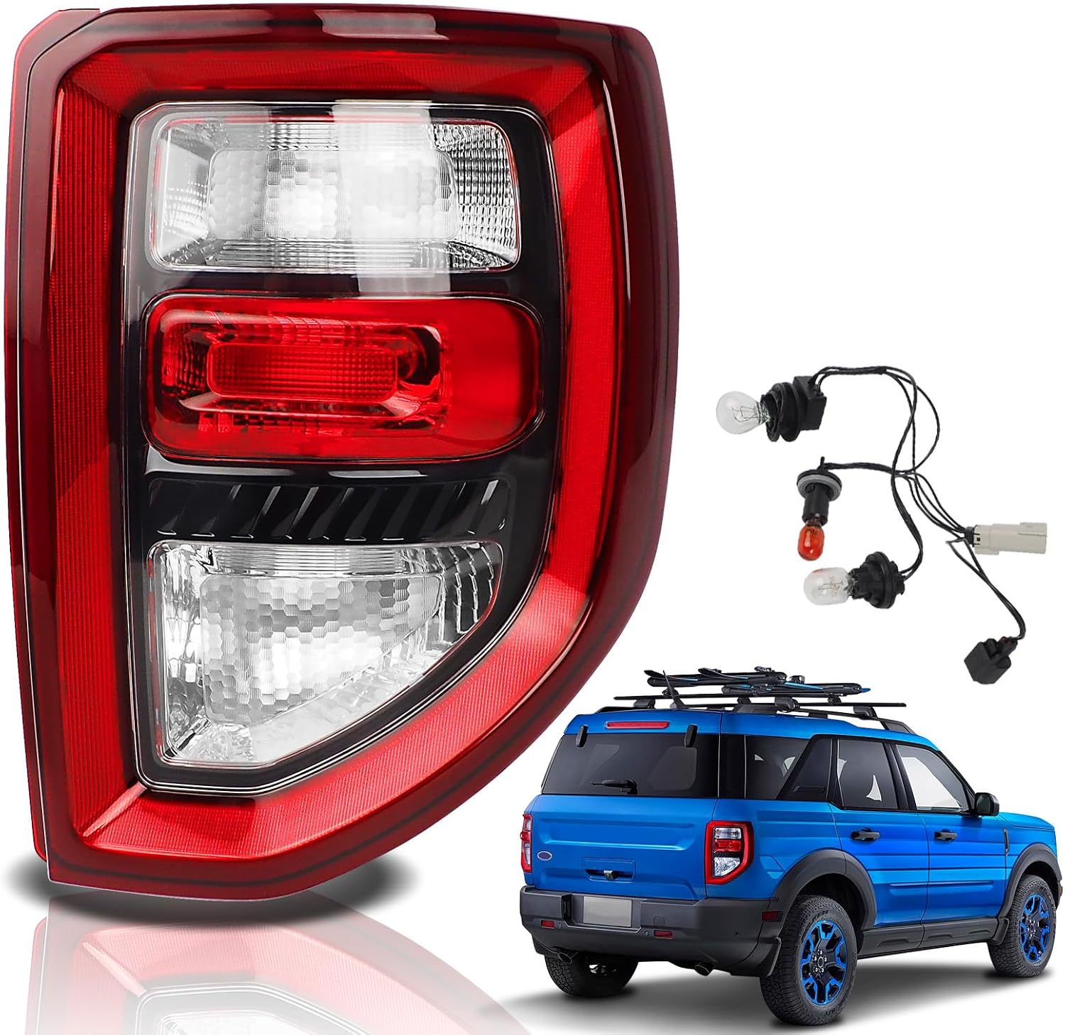 Tail lights Compatible with 2021 2022 2023 2024 2025 Ford Bronco Sport Rear Lights Assemblies OE Factory Style LED Model Tail Lamps Replace M1PZ13404A (Right Passenger Side)