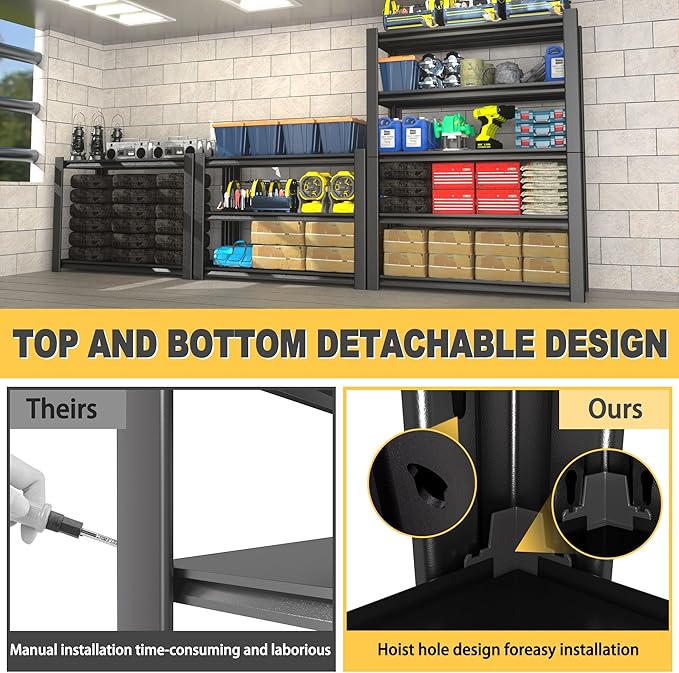 72" H x 48" W x 20" D 5-Tier Heavy Duty Garage Shelving Unit, 3000 LBS Capacity - Image 4