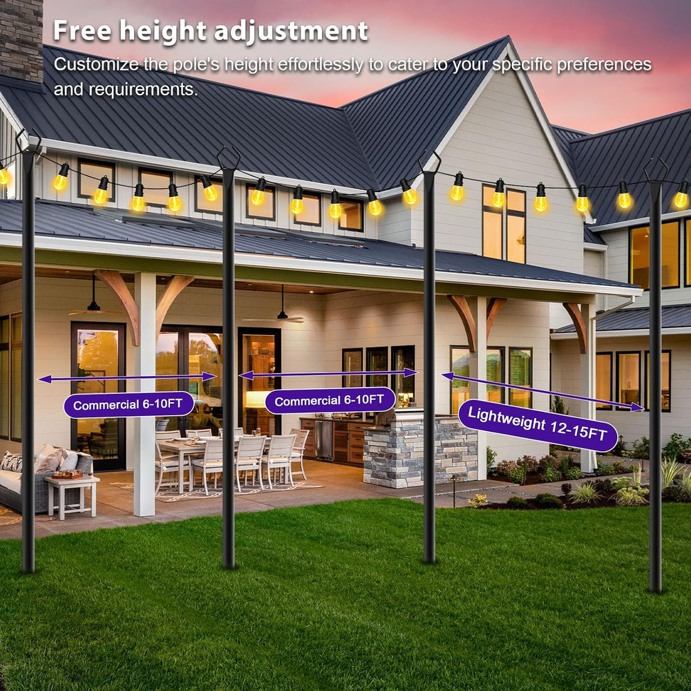 zoegi 4 Pack 10Ft String Light Poles,Light Poles for Outside Lights with Fork...