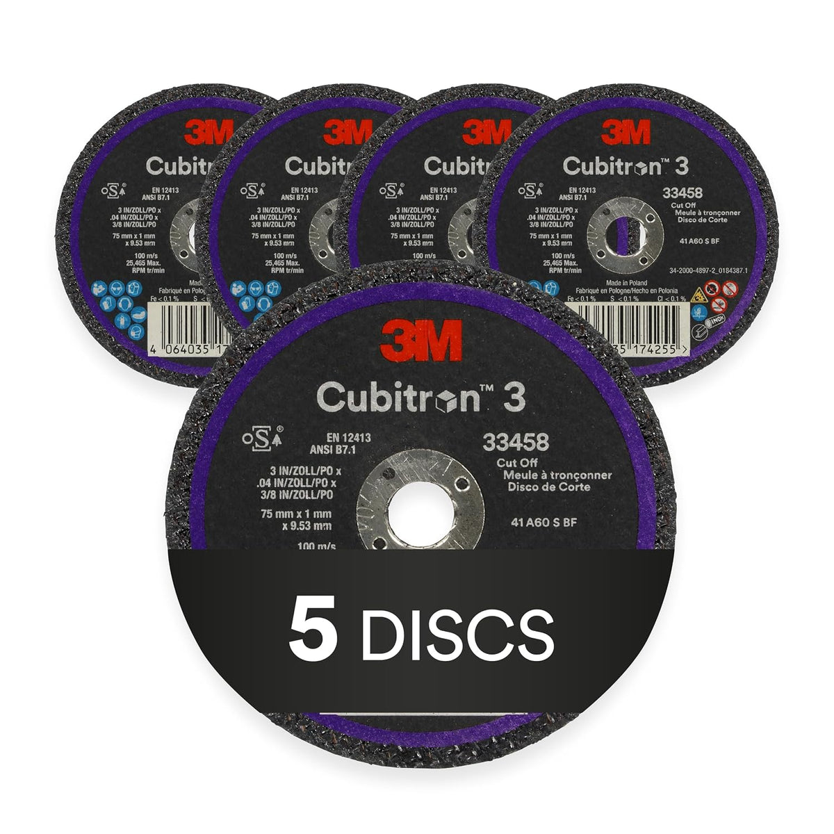 3m cubitron 3 cut-off wheel 33458, 3 in, main product view