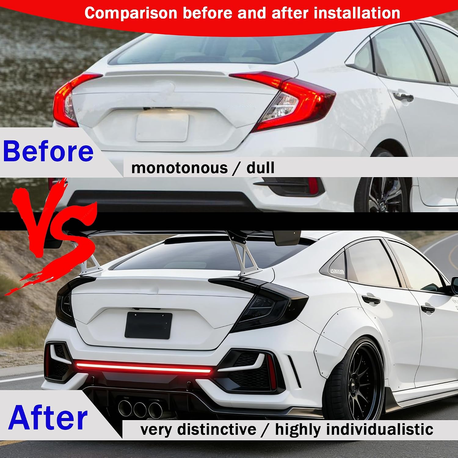 Tail Light Tint Covers Guards Fit for Honda Civic 2016-2021 Accessories DX/EX/LX/Si/Sport/Touring, Smoked Black Rear Light Protective Cover Guards Trim Set Exterior
