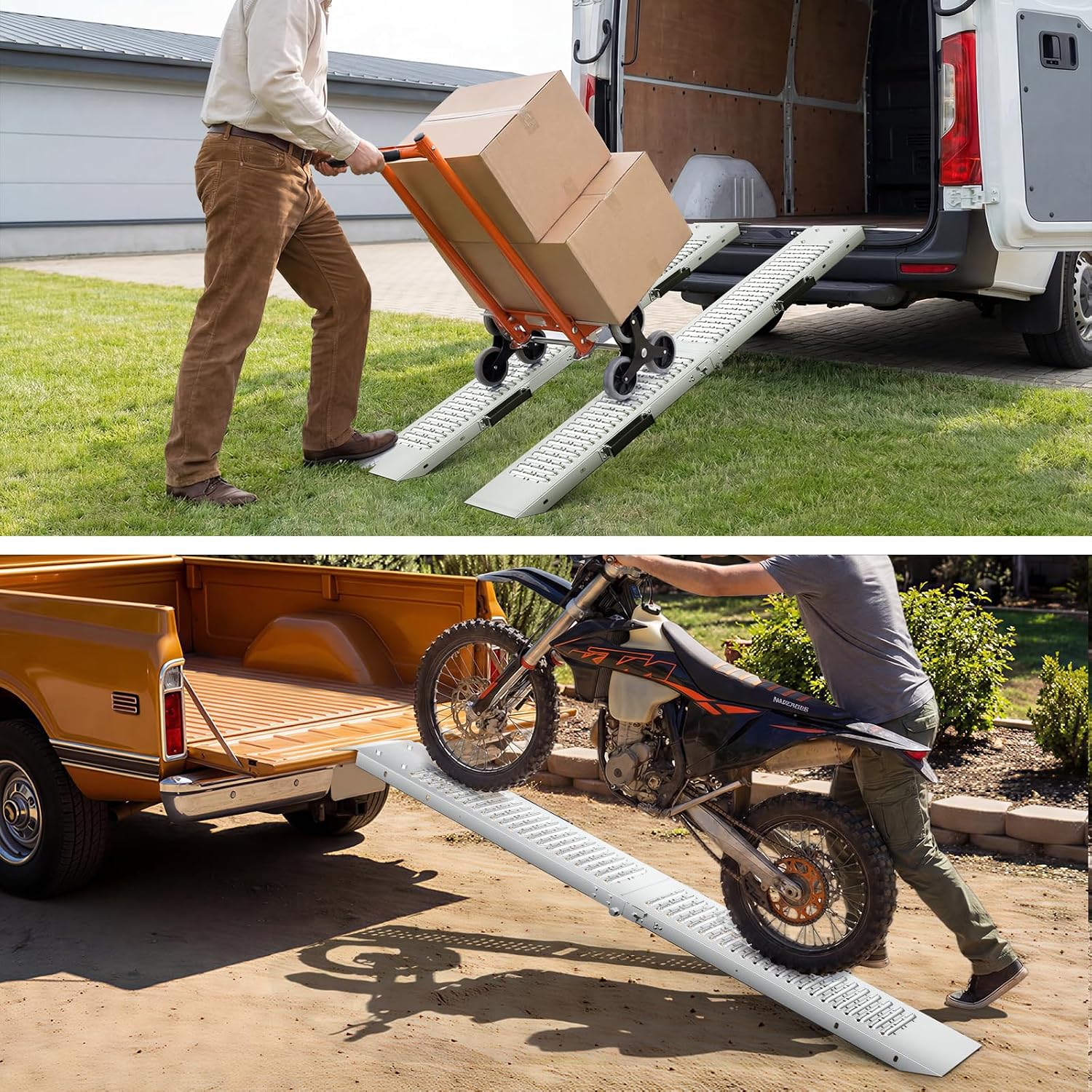 Truck Ramps 75" 1500 LBS 2 Pack, Extra Heavy Duty Loading Ramps for Lawn Mower, Portabe Non Slip Motorcycle Ramps for Pickup Trucks, ATV, Dirt Bikes, UTV