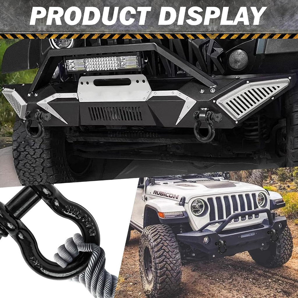 Heavy Duty D Ring Shackles, 3/4" Clevis Shackle with 7/8" Screw Pin, 44,000lbs Break Strength, for Tow Strap, Jeep, SUV, Pickup, Trailer, ATV, UTV (Black)
