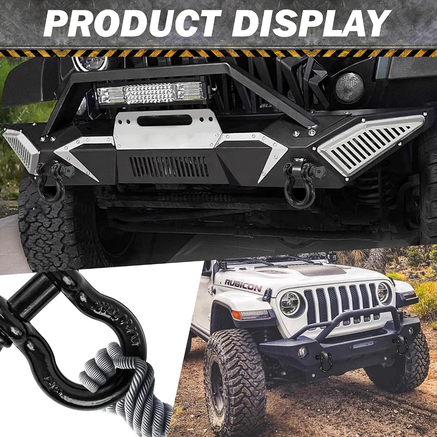 Heavy Duty D Ring Shackles, 3/4" Clevis Shackle with 7/8" Screw Pin, 44,000lbs Break Strength, for Tow Strap, Jeep, SUV, Pickup, Trailer, ATV, UTV (Black)
