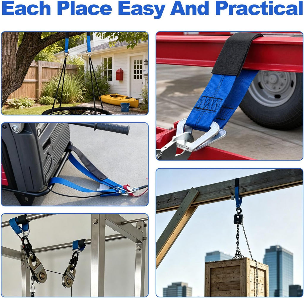 Axle Straps 10000 Lbs Break Strength 3335 Lbs Working Load Blue Car Axle Straps for Race Car Hauler Tow Truck 4x4 Off-Road,4 Pack (2 Inch by 36 Inch)