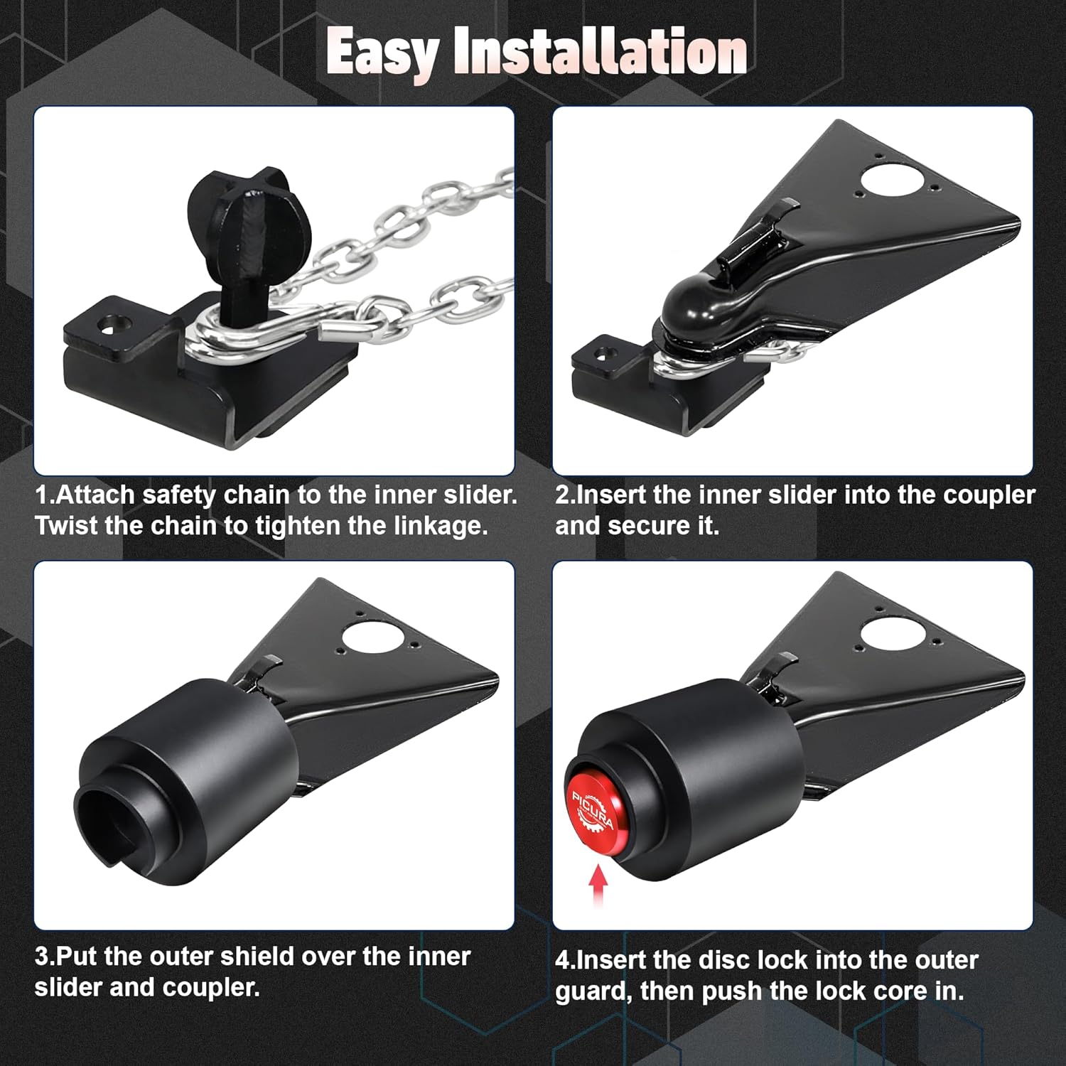2026 Upgraded Trailer Lock Fits 2-5/16 Inch Coupler, Heavy Duty Trailer Hitch Locks, Anti-Theft Trailer Coupler Lock for RV/Trailer/Cargo/Boat/Camper/Pickup(Red)
