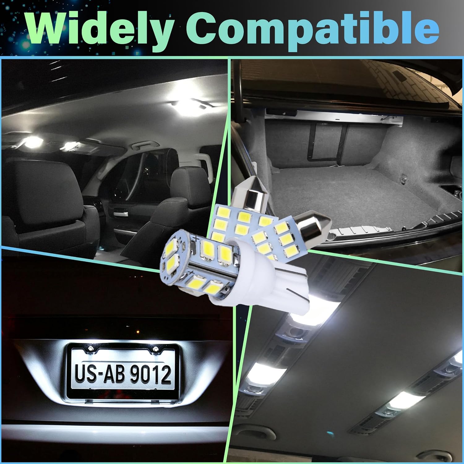ecocstm 24 PCS Interior Led Dome Lights for Cars, 194 T10 DE3175 578 31mm 42mm Luces Led Para Carro, Car Accesorios Map Door Side Marker Cornering Trunk Light (White)