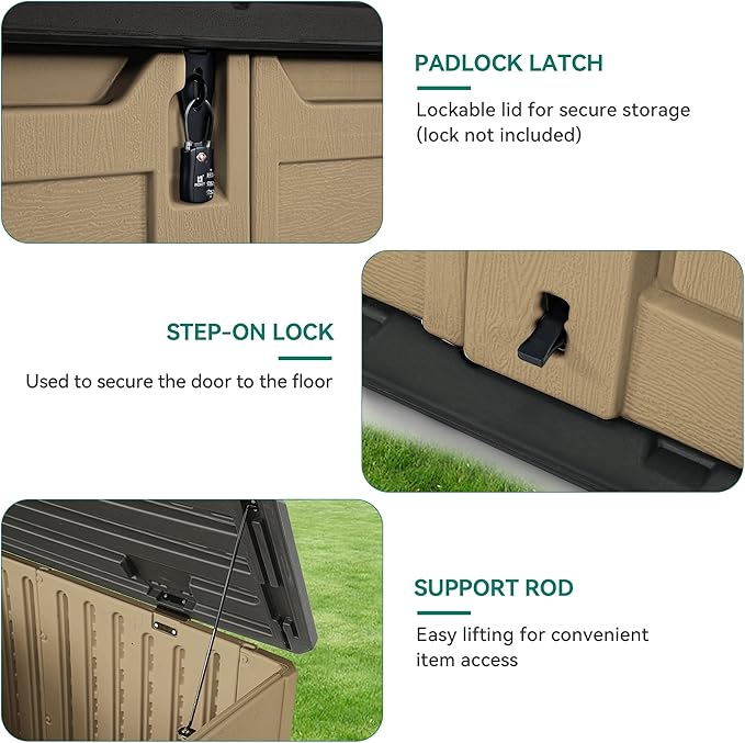 YITAHOME Outdoor Resin Storage Sheds, 39 in Height Lockable Waterproof - Image 4