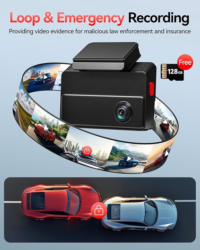 REDTIGER 530° Dash Cam 3 Channel, 2.5K+2.5K+1080P Triple Car Camera - Image 4
