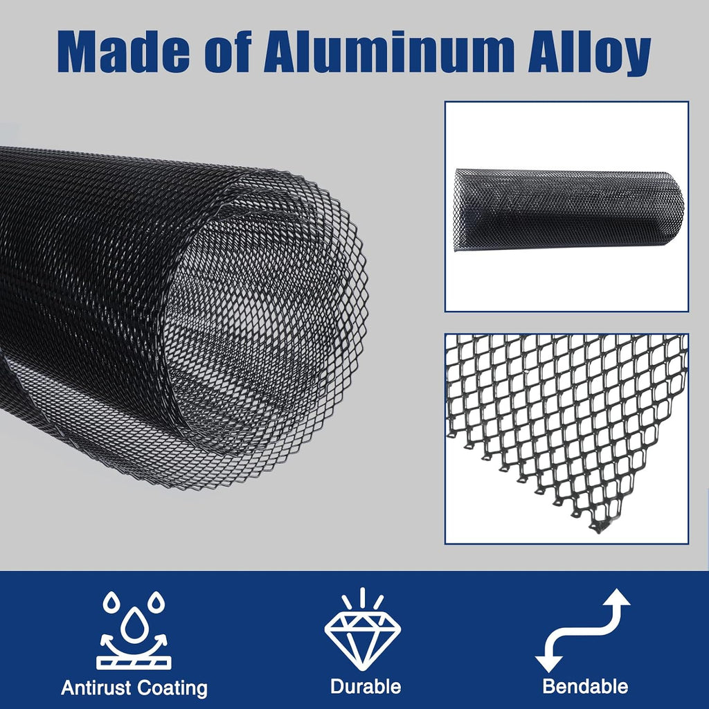 47"X16" Universal Black Metal Mesh: Aluminum Alloy 3 x 6mm Rhombic Hole Car Grill Mesh for Front Grille Insert Bumper