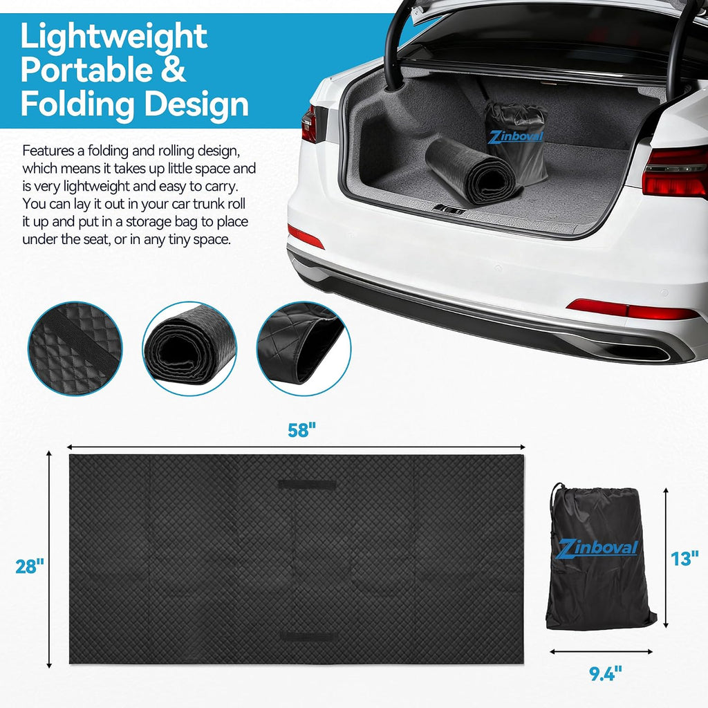 Magic Rolling Creeper Mat 58''x28'' Portable Under Car Repair Mat Folding Repairing Mechanic Pad Automotive Garage Creeper Mats for Car, SUV & Pickup Truck-Black