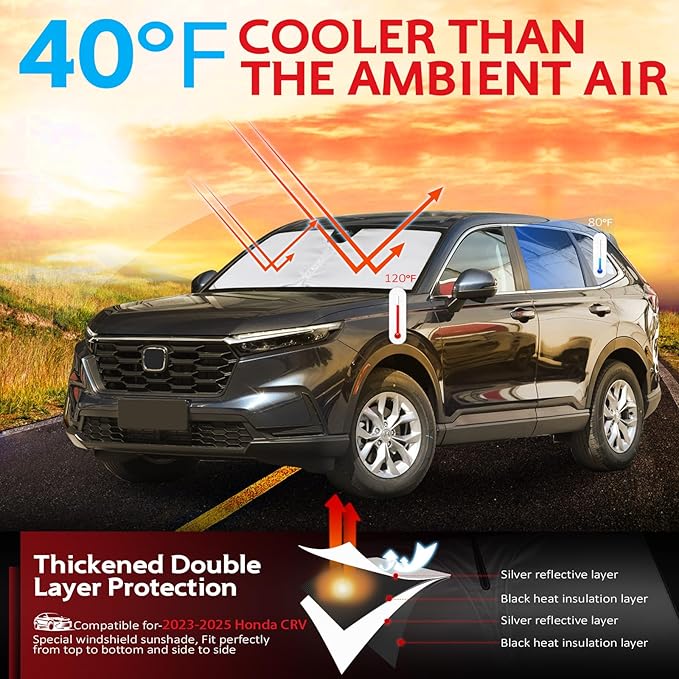 KAYZT Windshield Sun Shade for Honda CRV 2023-2025 2026 CR-V Foldable Sunshade - Image 2