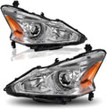 AUTOSAVER88 Headlight Assembly Compatible with 2013 2014 2015 Altima 4-Door Sedan 13 14 15 Altima Base/S/SL/SV Projector Headlamp Direct Replacement Chrome Housing Amber Reflector Left + Right