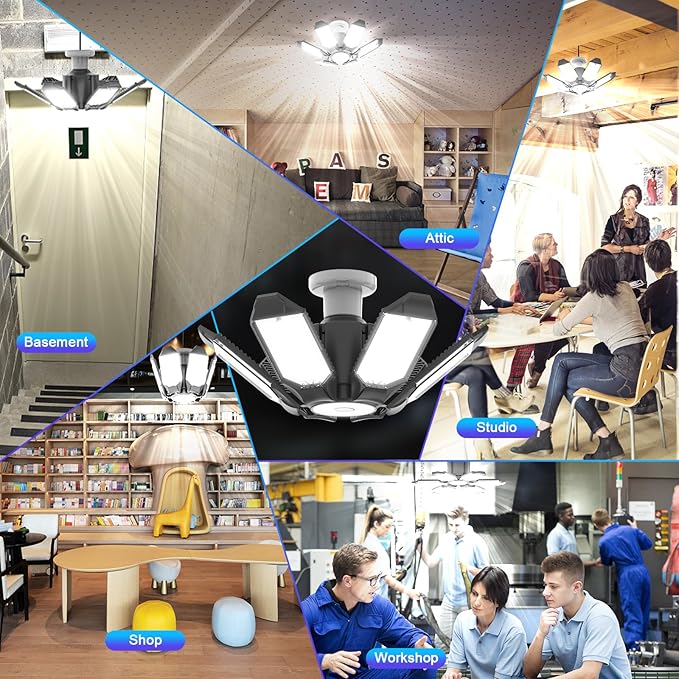 8 Pack 220W Garage Light Ceiling Led Deformable LED Shop Lights - Image 6