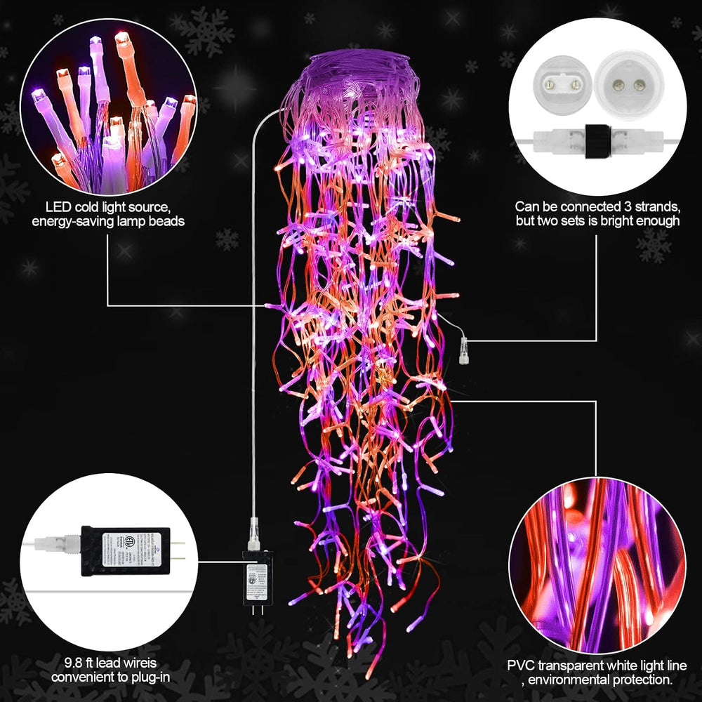 65FT 640 LED Orange Purple Halloween Lights Outdoor Fairy String Lights
