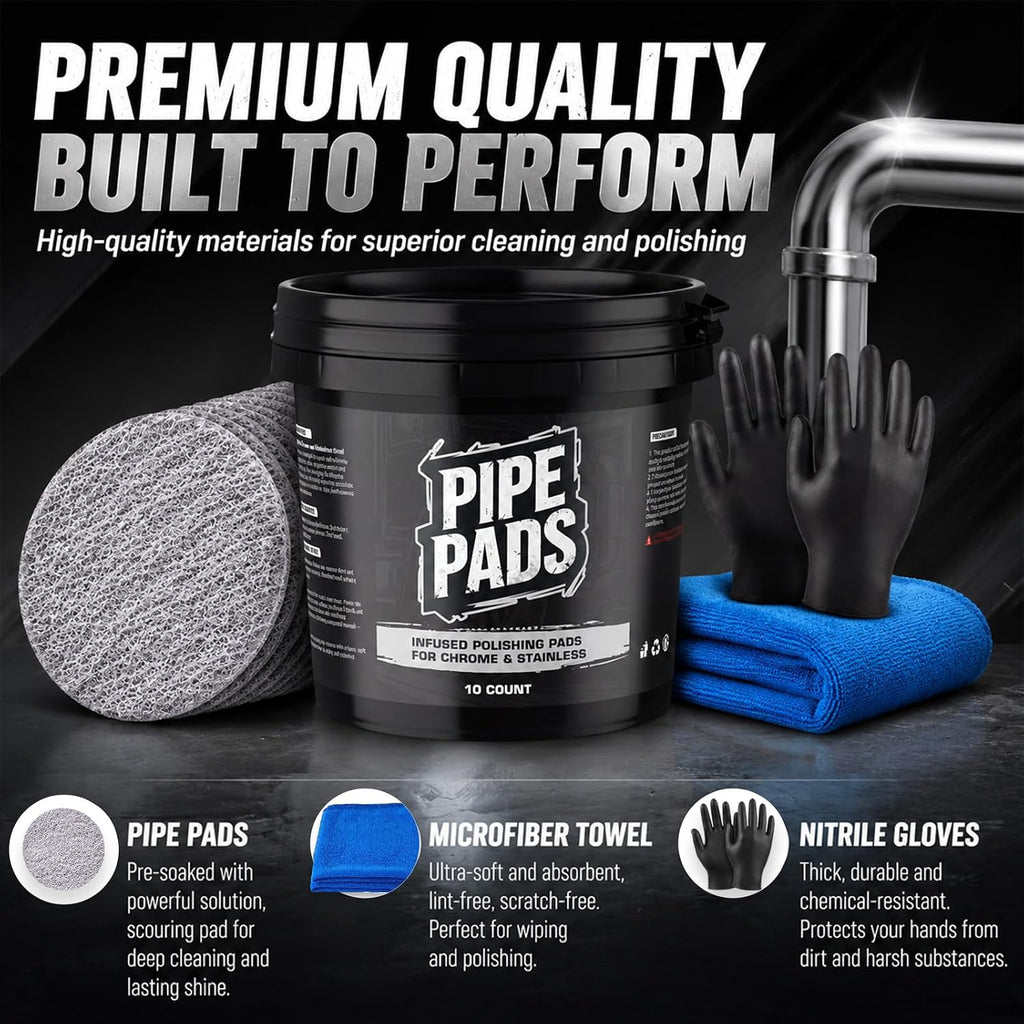 Tranqun 10 Pack Pre-Saturated Gray Metal Polishing Pads for Stainless Steel & Chrome, Hand Applicator Sponge Infused with Pro Gray Liquid Polish for Pipes, Stacks & Bumpers