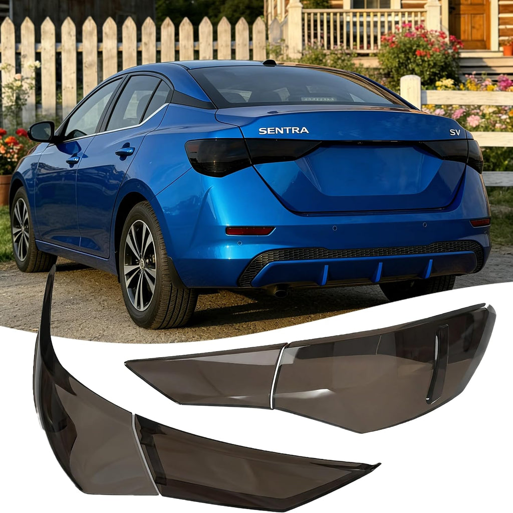 STSEV01 Taillight Cover Trim Fit for Nissan Sentra 2020-2025 Accessories S/SR/SV,Tail Light Smoked Black Style Rear Lamp Protective Guards Exterior Decoration