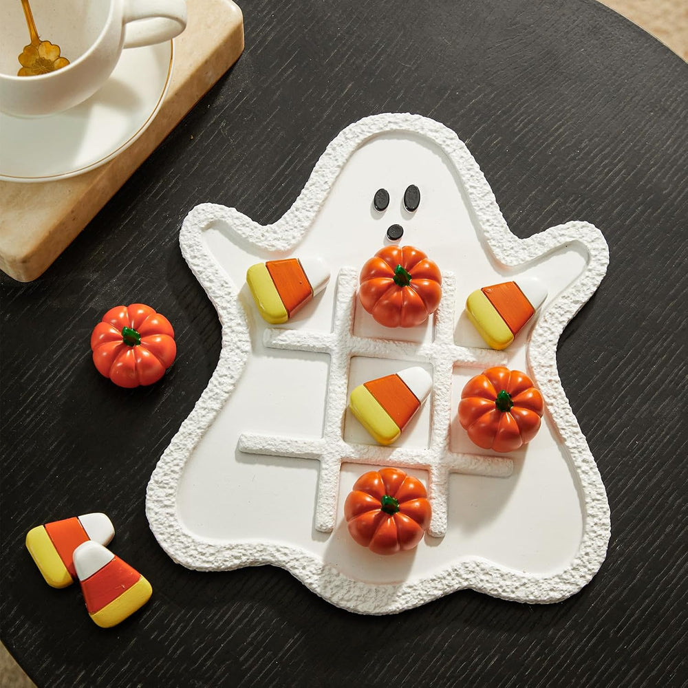 WDS WONDROUS Halloween Tic Tac Toe with Pumpkins, Fall Coffee Table Decor