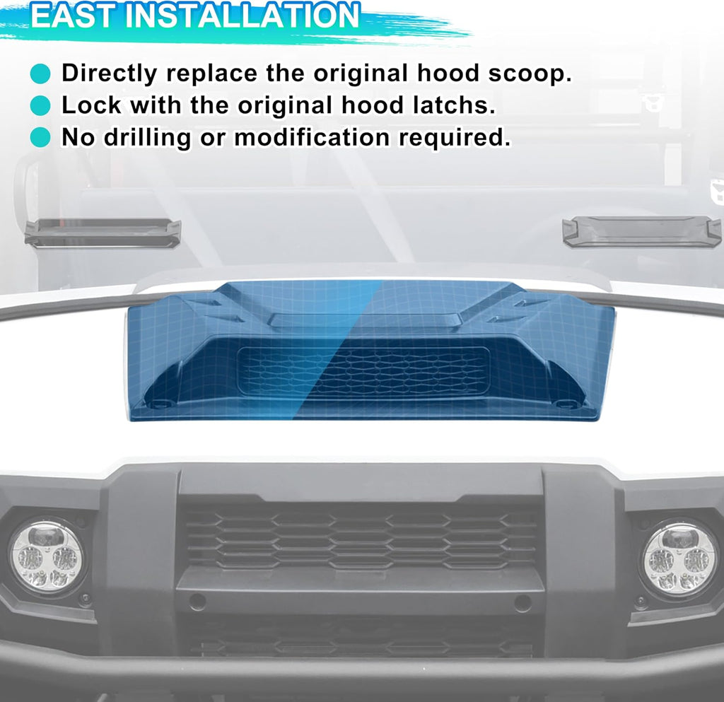 Hood Scoop for Kawasaki Mule Pro 2015+, Front Hood Cover with Mesh Grille Air Intake Kit for Kawasaki Mule Pro FXT DXT DX FX 2015-2025 Accessories