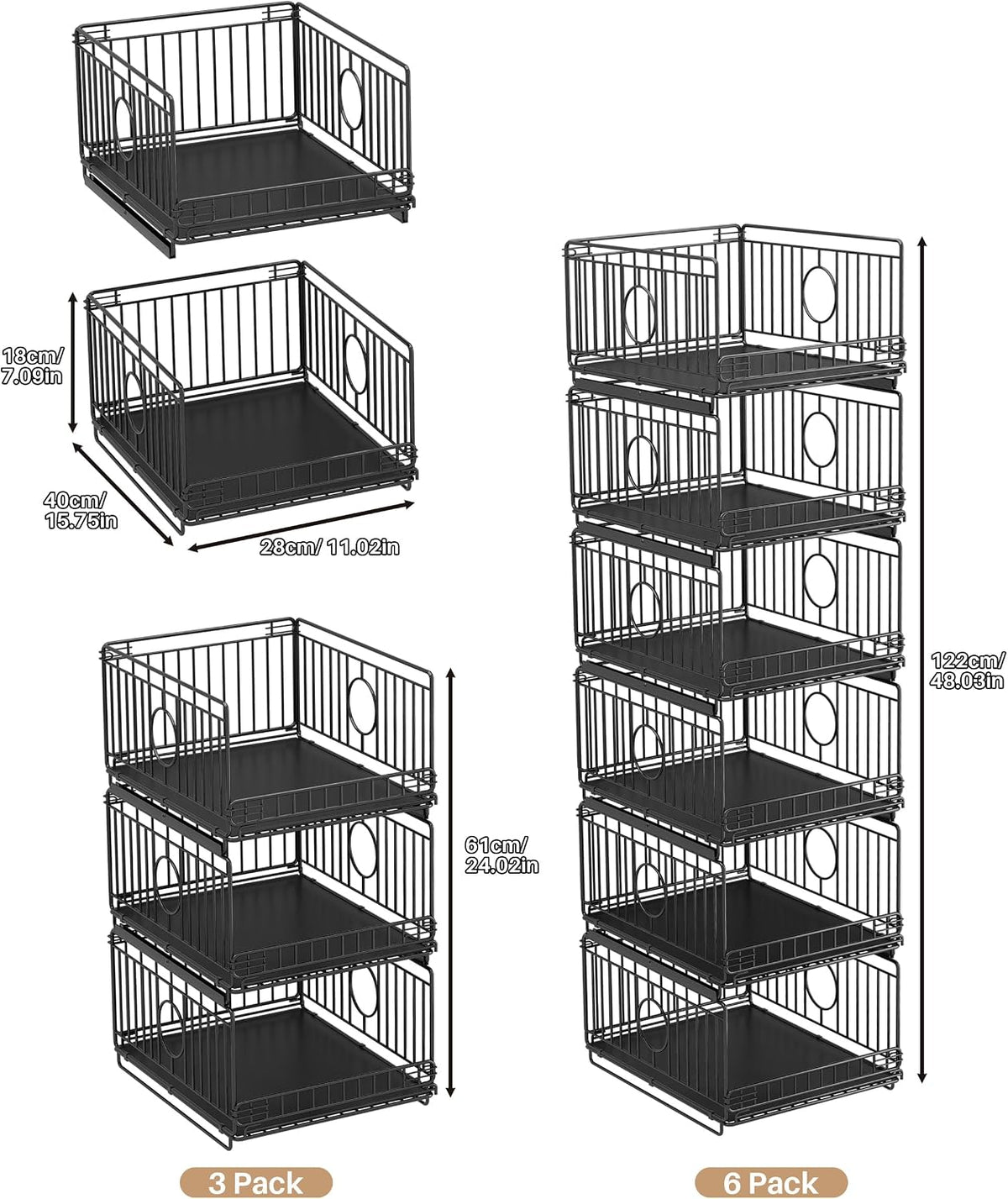 sliding stackable closet organizer storage basket,black, close-up detail