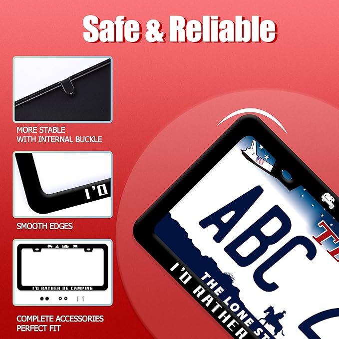 I'D Rather Be Camping License Plate Frame Funny Camper License Plate Frames - Image 2