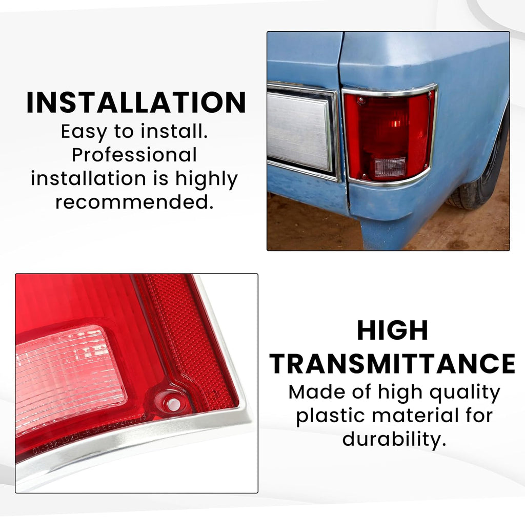 HECASA Pair Tail Light Lens Compatible with 1973-1991 Chevrolet Chevy Blazer Suburban Jimmy Driver Left & Passenger Right Replacement For 5968330, 5968329, GM2801122, GM2800122