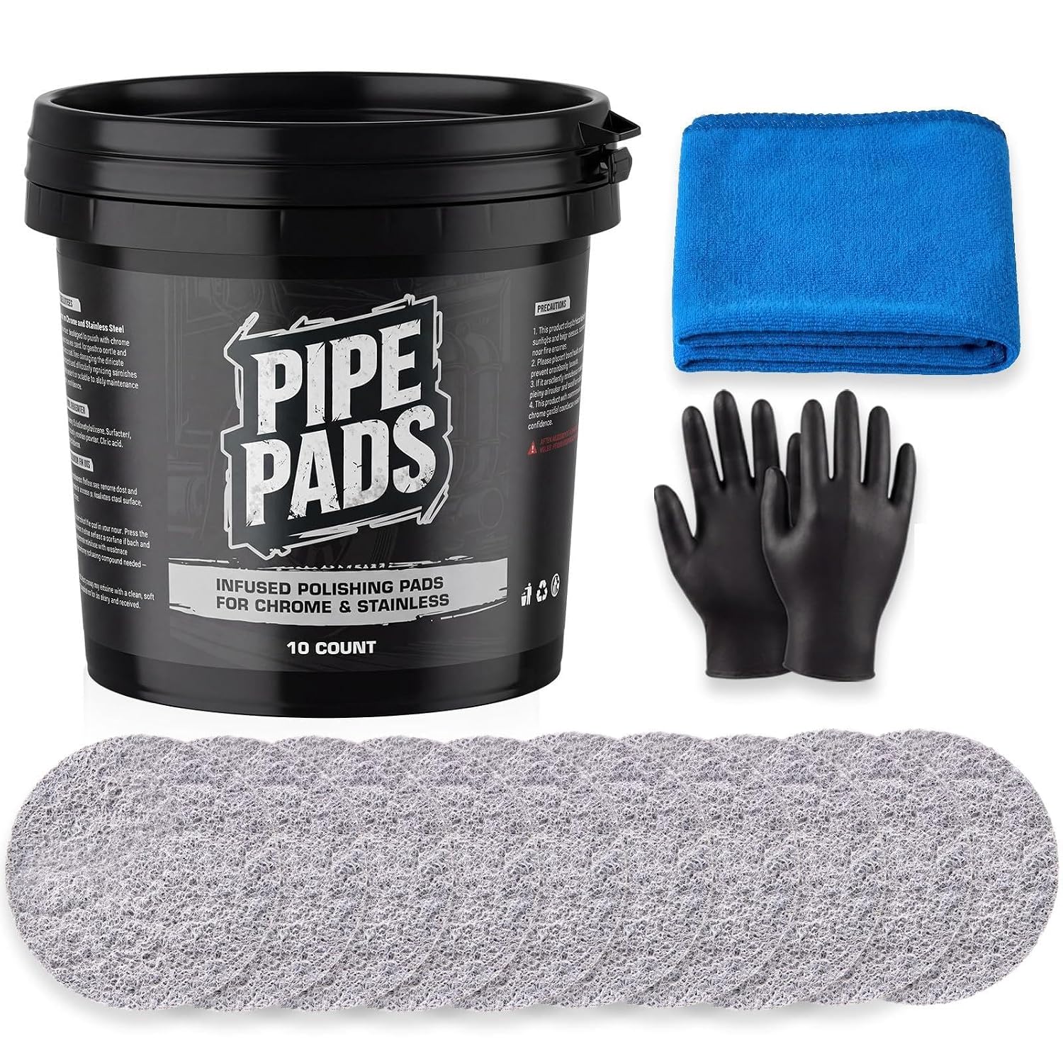 Tranqun 10 Pack Pre-Saturated Gray Metal Polishing Pads for Stainless Steel & Chrome, Hand Applicator Sponge Infused with Pro Gray Liquid Polish for Pipes, Stacks & Bumpers