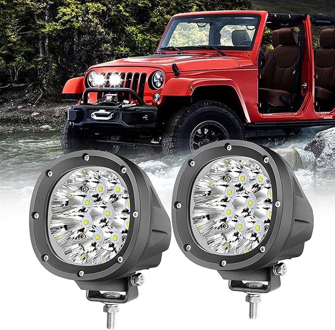 YCHOW-TECH 2PCS 4 Inch LED Fog Lights 90W White Round Offroad Light Bar Flood by YCHOW-TECH