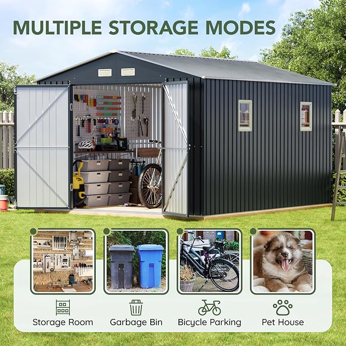 10x10 FT Outdoor Metal Storage Shed - Image 4