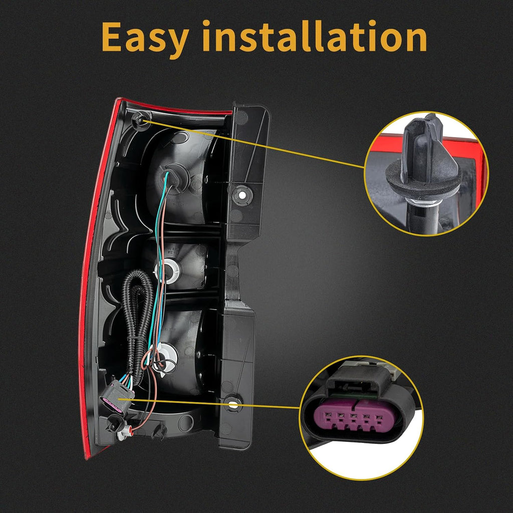Tail Light Assembly Compatible With 2007-2014 Chevy Tahoe Suburban Right Passenger Side Rear Brake Lamps With Bulb Inside And Wiring Harness Replaces# GM2801196 25862702 22837924