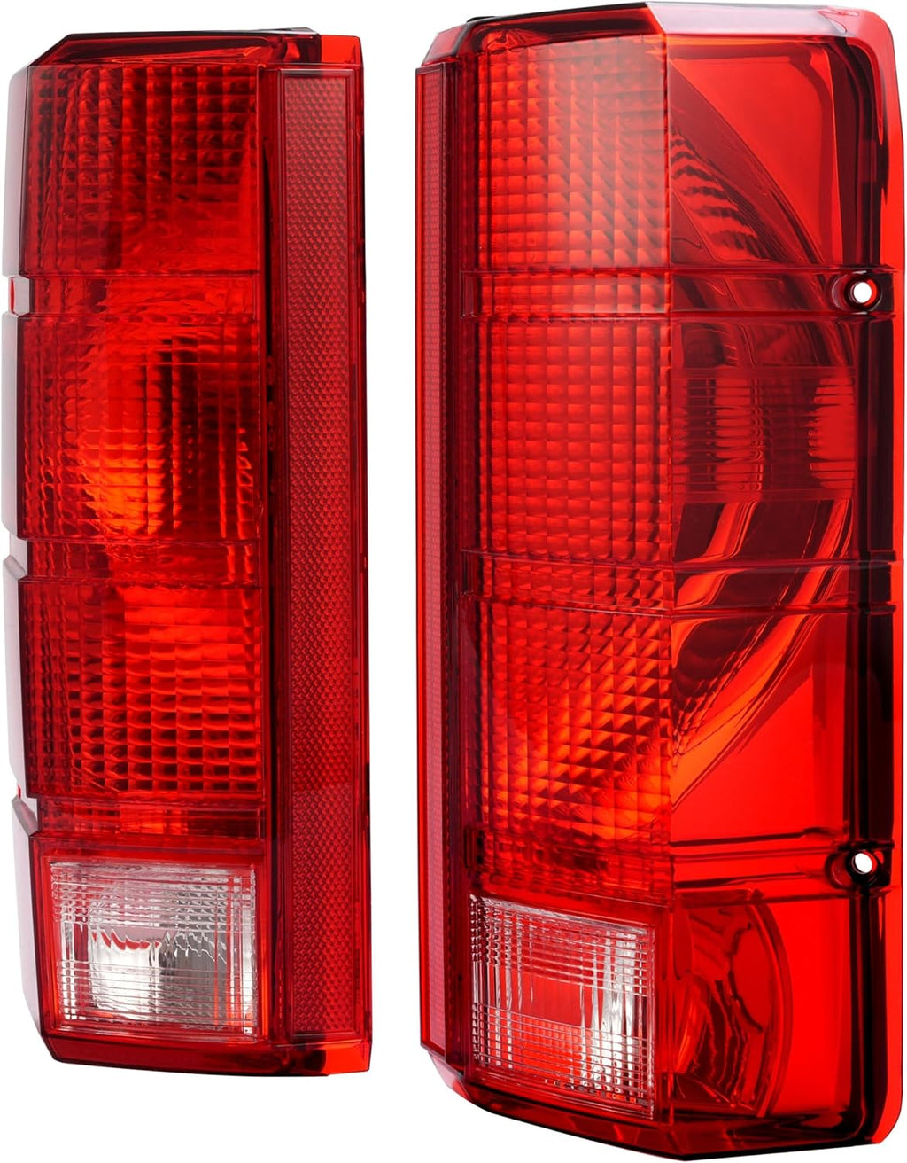 HECASA Pair Tail Light Compatible with 1980-1986 Ford F-150 F-250 F-350 Bronco F-100 Halogen Brake Lamp Taillight Replacement for E4TZ13405B FO2800103 E4TZ13404B FO2801102 Red White Lens Black Housing