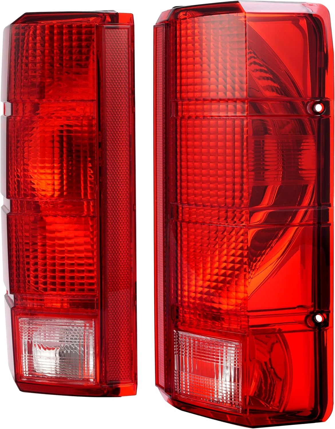 HECASA Pair Tail Light Compatible with 1980-1986 Ford F-150 F-250 F-350 Bronco F-100 Halogen Brake Lamp Taillight Replacement for E4TZ13405B FO2800103 E4TZ13404B FO2801102 Red White Lens Black Housing