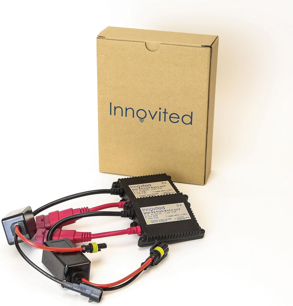 Innovited 2pcs 35W 12V HID Replacement Slim Ballast for H1 H3 H4 H7 H10 H11 9005 9006 D2r D2s - 2 x Controller - 6000K Bright White