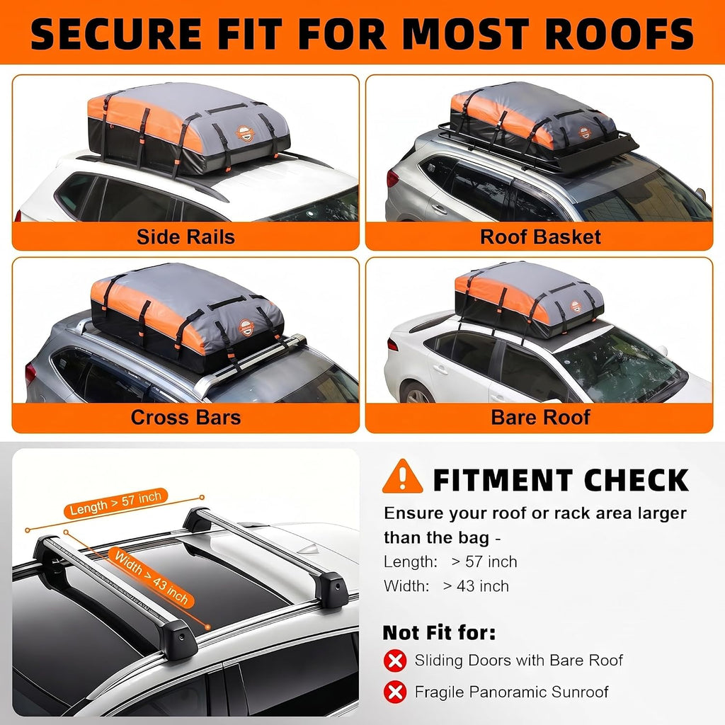 Sailnovo Rooftop Cargo Carrier Bag 21 Cubic, 1000D PVC Waterproof Vehicle Soft-Shell Carrier for Cars with/Without Roof Rack, Car Roof Storage Includes Anti-Slip Mat,10 Reinforced Straps, 6 Door Hooks
