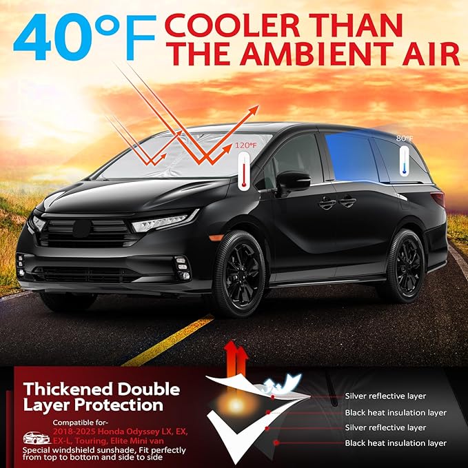 KAYZT Windshield Sun Shade for 2018-2025 2026 Hon-da Odyssey LX EX EX-L Touring - Image 2
