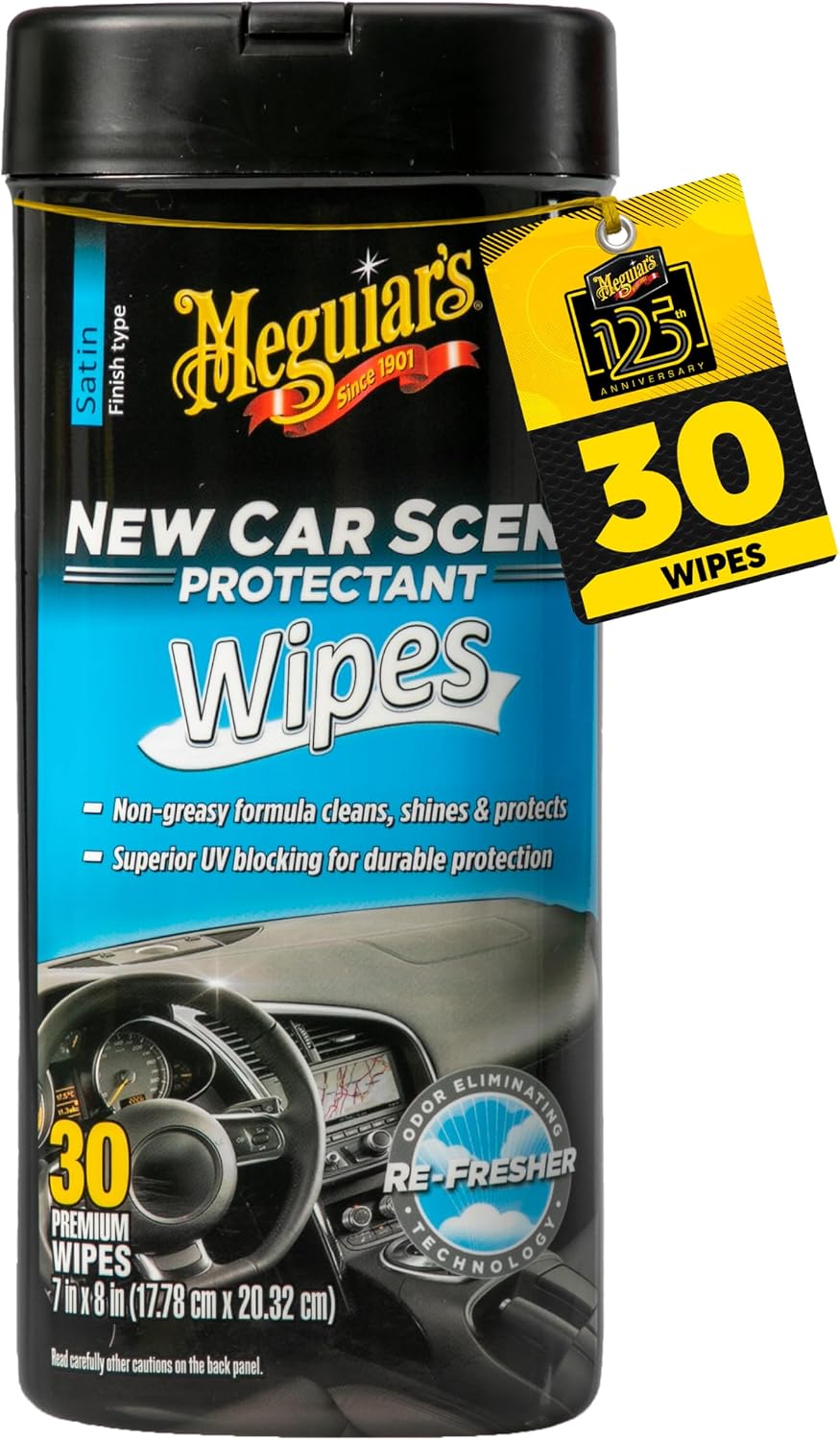 Meguiar’s New Car Scent Protectant Wipes, Car Wipes For Drivers & Detailers—Car Cleaning Wipes That Clean, Protect And Freshen; Car Interior Wipes For Cars, Trucks & Suvs - 30 Count