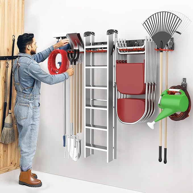 EVERHANGER Garage Tool Storage Organizer Wall Mount, Versatile Garden Tool Rack - Image 7