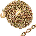 Heavy Duty G80 Transport Binder Chain 1/4'' Inch x 12 Feet,Tow Chain with G70 Clevis Grab Hooks,3300 lbs Safe Working Load Logging for Transporting, Towing(1/4'' x 12FT Yellow).