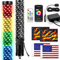 2 Pack 3FT Fat Whip Lights with App & Remote Control, Spiral RGB Chasing Lighted with Kill Switch, Side by Side Whip Lights with 4 Flags for UTV ATV SXS Truck, Multi Color, Waterproof, Music Mode