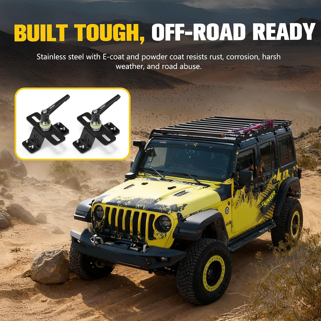 BUNKER INDUST Farm Jack Mount for Roof Rack, 2 Pcs High Lift Jack Mounting Brackets Works with M6/M8 Slots and Most Standard Farm Jacks
